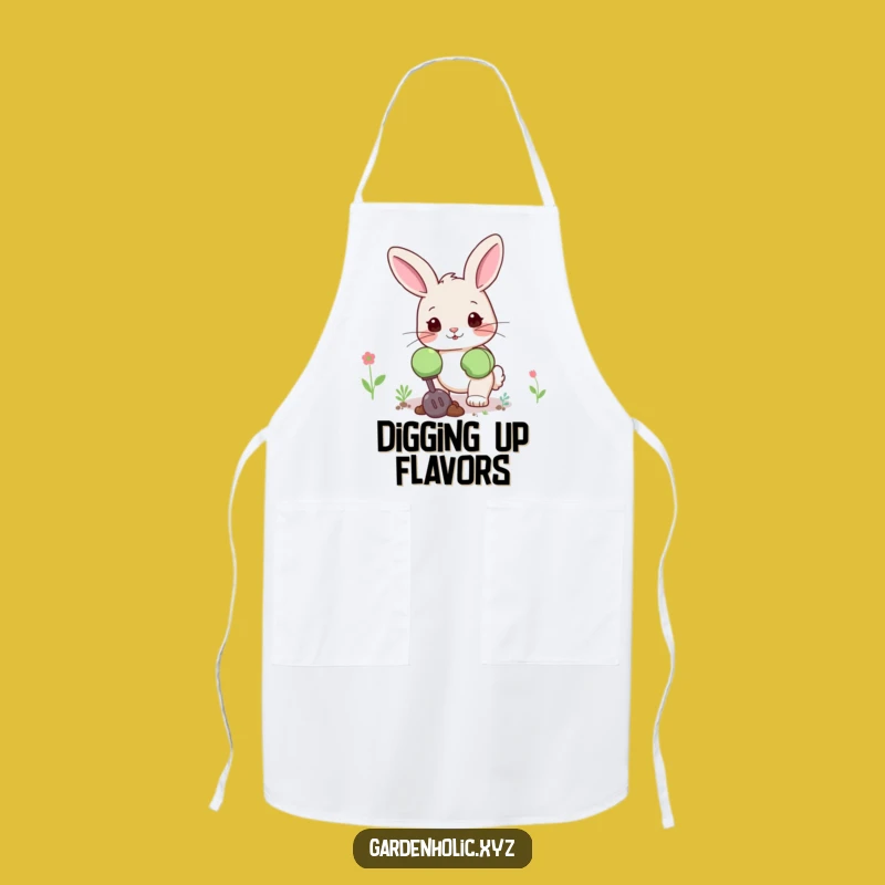 Funny Bunny Gardener Apron: Cute Bunny Digging Happily in the Garden, Great Gift!