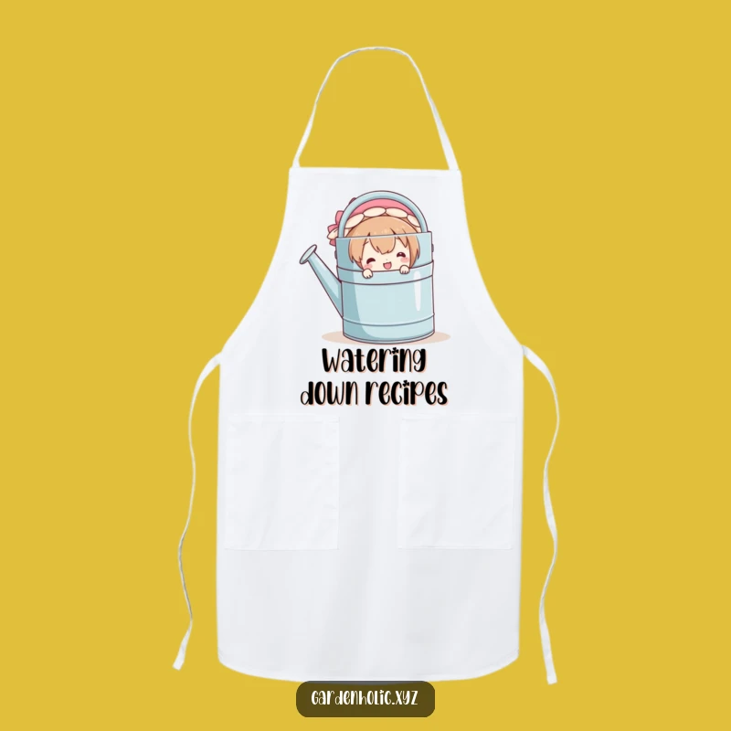 Funny Gardener Apron: Peeking Character, Watering Can Fun Gift