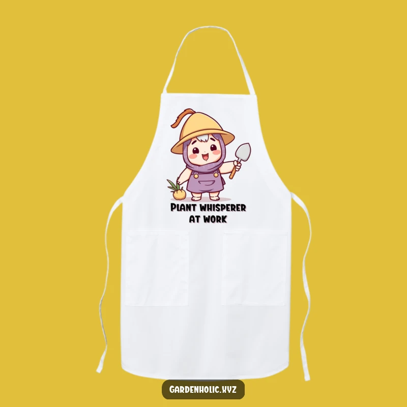 Funny Gardener Apron: Practical Character with Hat Waving Trowel - Kitchen & Garden Fun Gift