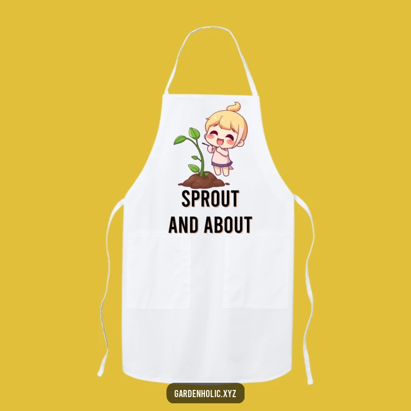 Funny Sprout Pointing Apron: Chef Character Kitchen Wear, Perfect Funny Gift for Cooks