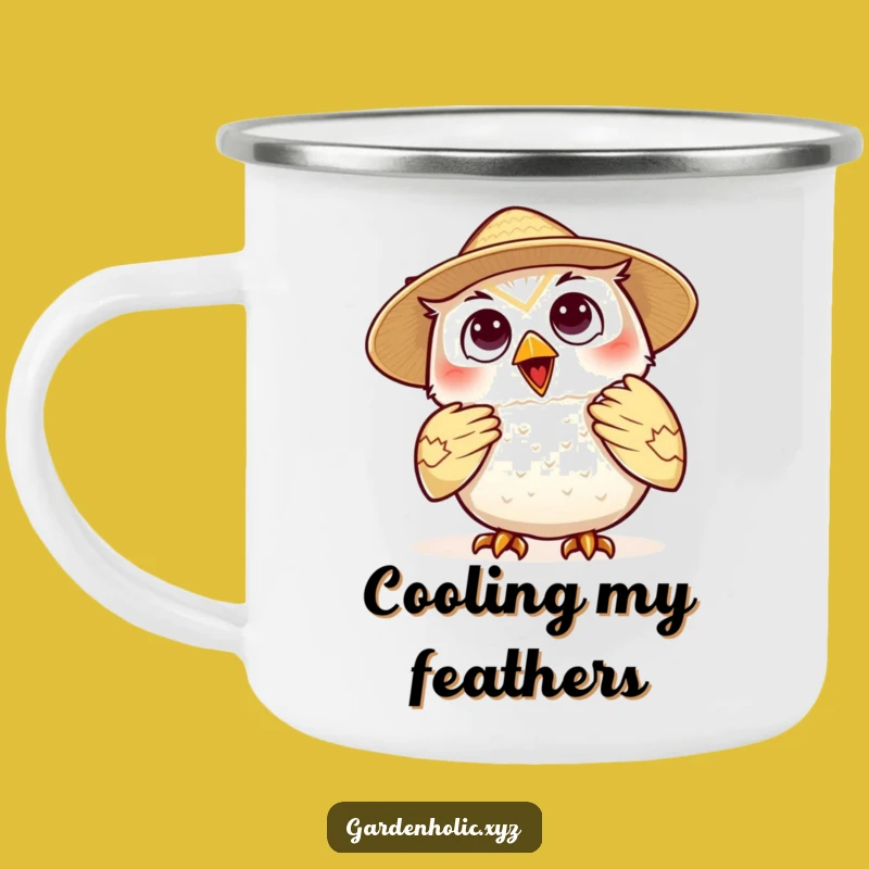 Funny Owl Camp Mug: Delighted Straw Hat Fan, Outdoor Gift
