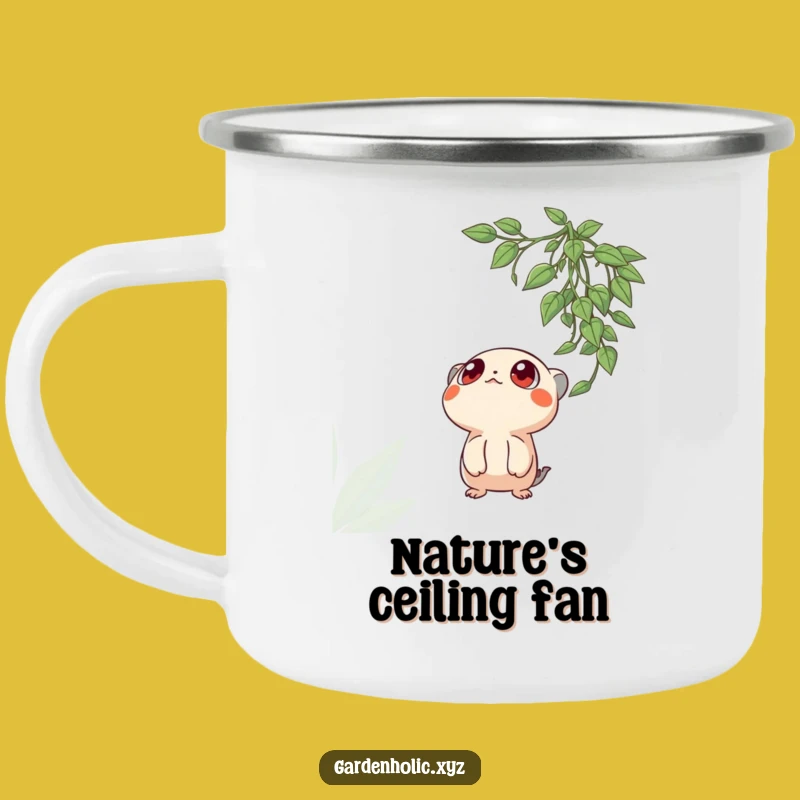 Funny Curious Creature Camping Mug, Outdoor Wide Eyes Plant Cup, Rugged Funny Nature Gift