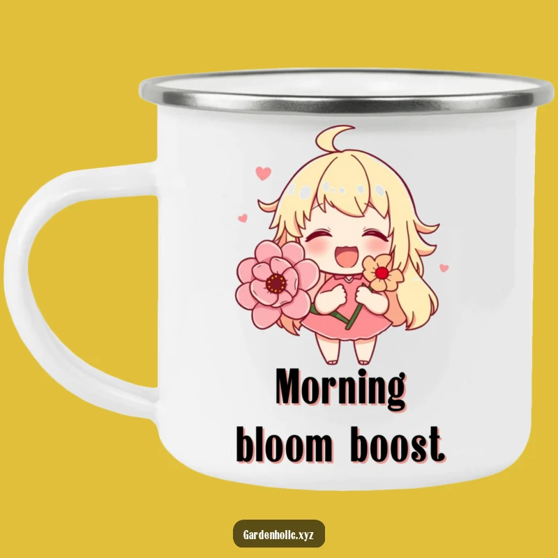 Funny Cute Flower Character Camping Mug, Outdoor Blooming Flower Cup, Rugged Funny Gift