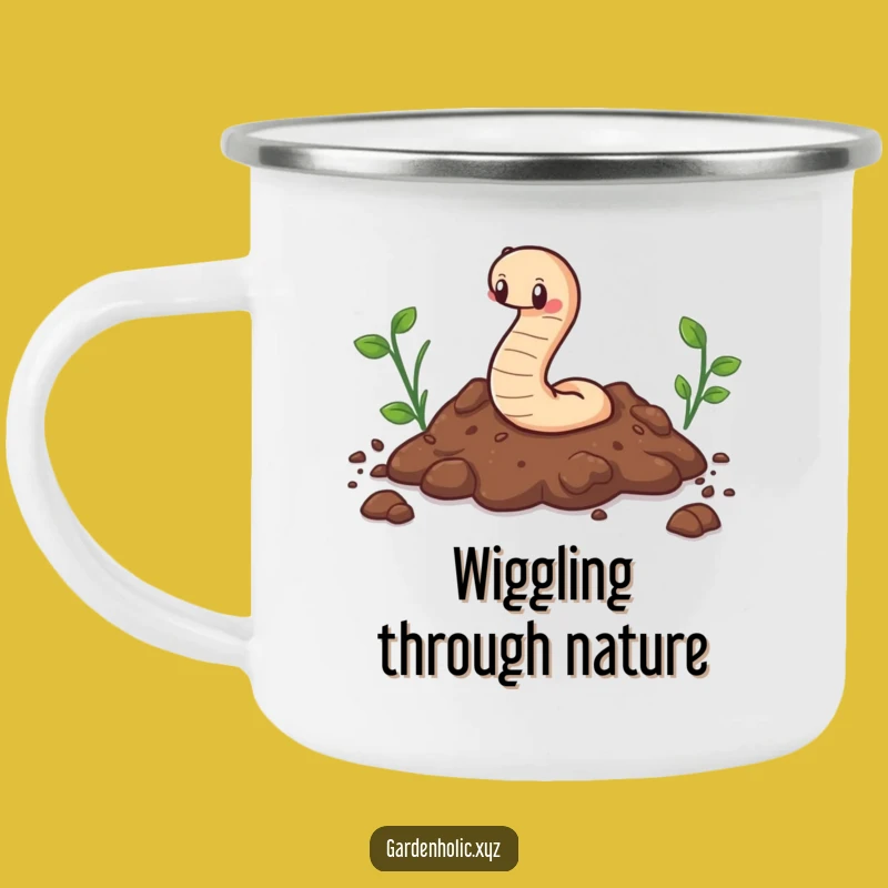 Funny Cute Worm Camping Mug Adventure with Earthy Charm