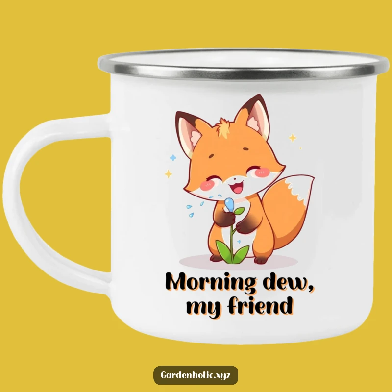 Funny Fox Gardener Camping Mug: Durable & Joyful Fox Watering, Outdoor Nature Gift!