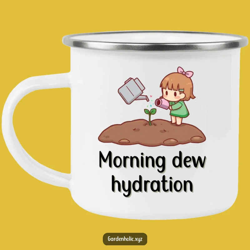 Funny Little Gardener Camping Mug, Outdoor Sprout Watering Cup, Rugged Funny Plant Gift