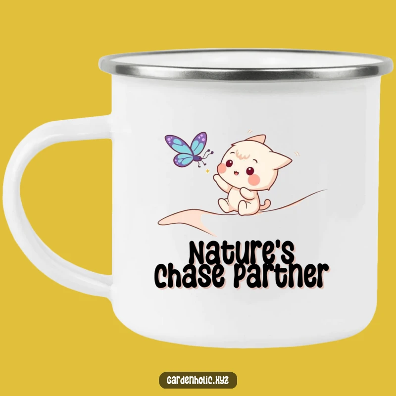 Funny Outdoor Explorer Mug - Playful Butterfly Chase, Adventure Funny Gift!