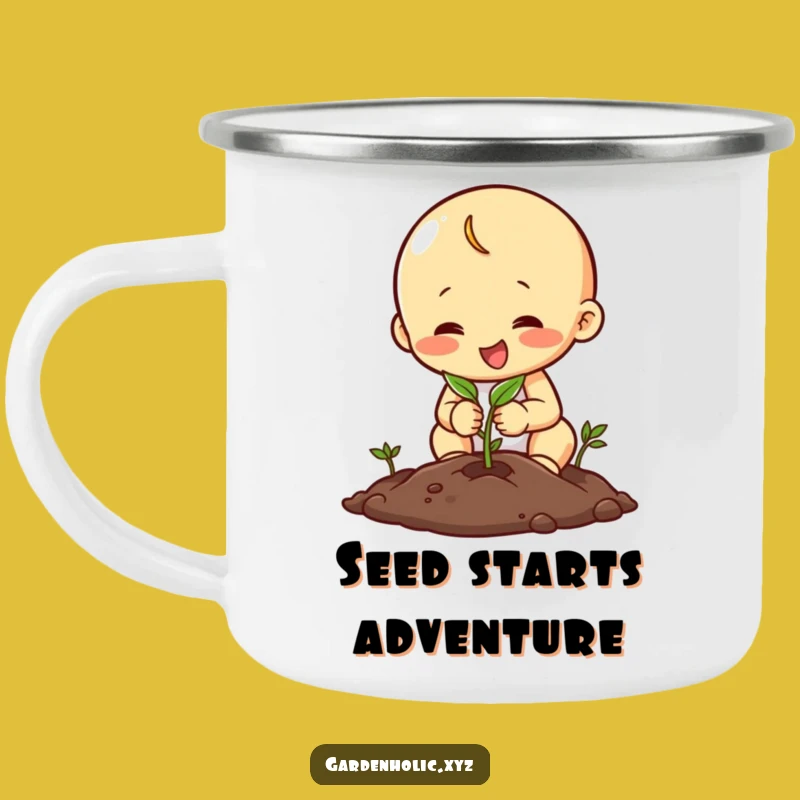 Funny Planting Character Camping Mug, Outdoor Seed Planting Cup, Rugged Funny Grower's Gift