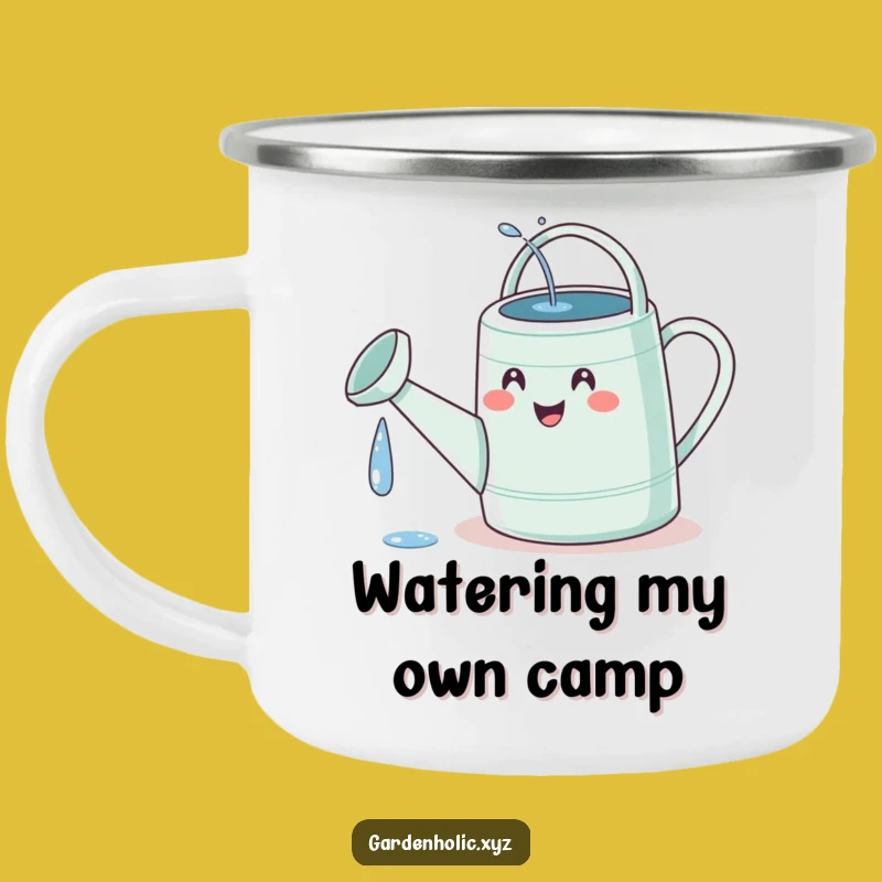Funny Watering Can Camping Mug: Delighted Can Watering Itself, Outdoor Gift