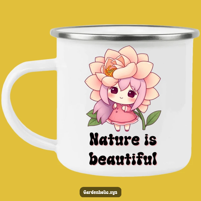 Funny Camping Mug: Flower Admirer, Outdoor Bloom & Cheer