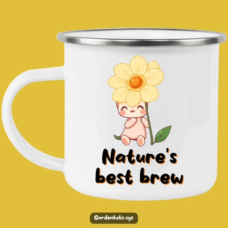 Funny Outdoor Bloom Mug: Happy Character's Nature Adventure, Durable Camp Gift