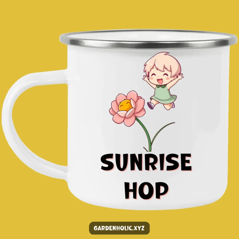 Funny Flower Jumper Camping Mug - Durable Character Bloom Traveler Gift