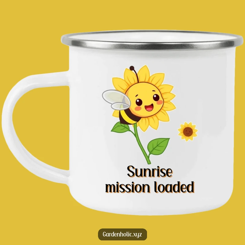 Funny Bee & Sunflower Camping Mug: Cheerful Outdoor Companion, A Unique Funny Gift!