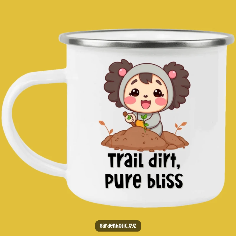 Funny Gardener Character Camping Mug, Outdoor Happy Digging Cup, Rugged Funny Garden Gift