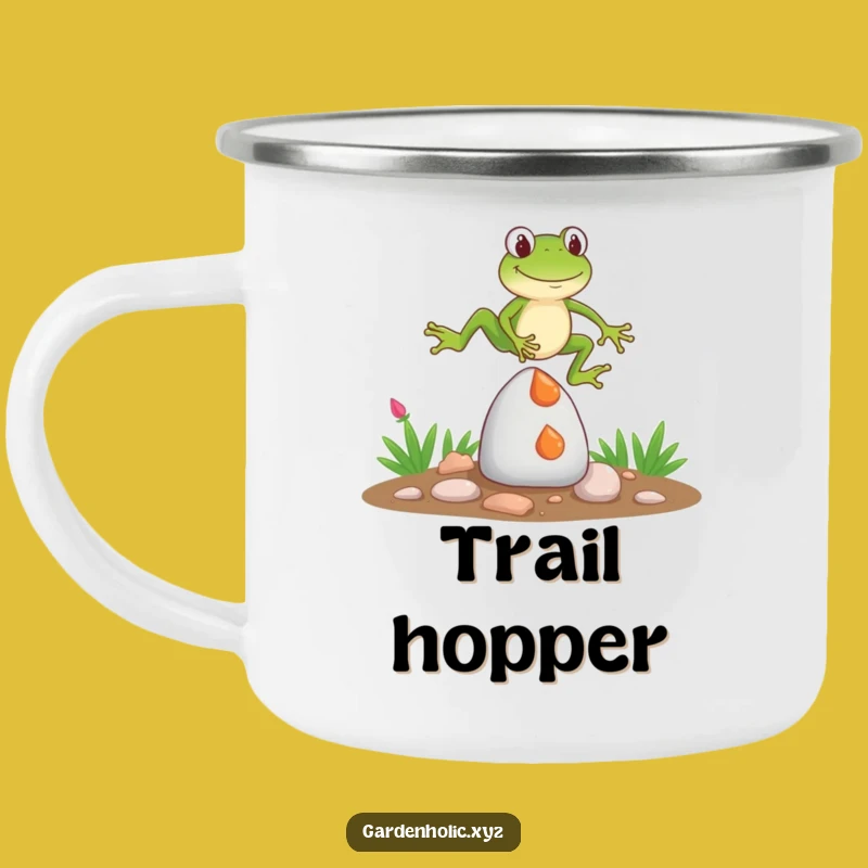 Funny Frog Gnome Jump Camping Mug: Adventure Fuel, Hilarious Outdoors, Perfect Funny Gift