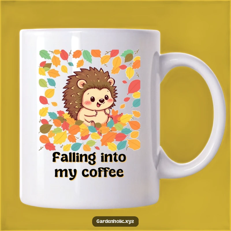 Funny Hedgehog Leaf Rolling Mug - Perfect Gift for Autumn Lovers