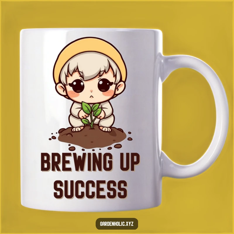 Funny Hopeful Planter Mug: Determined Character Sowing Seeds, Inspiring Gift!