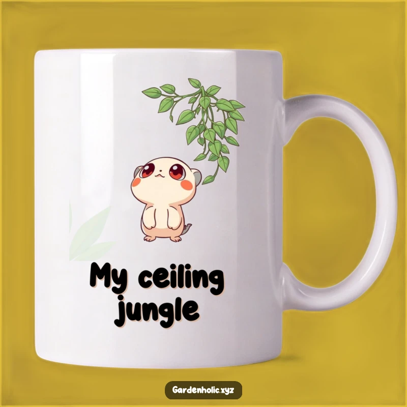 Funny Curious Creature Mug, Wide Eyes Hanging Plant Design, Perfect Funny Gift For Plant Fans