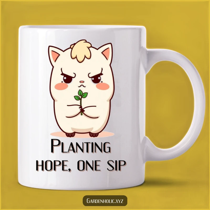 Funny Determined Sprout Character Mug - A Little Grow Funny Gift Idea