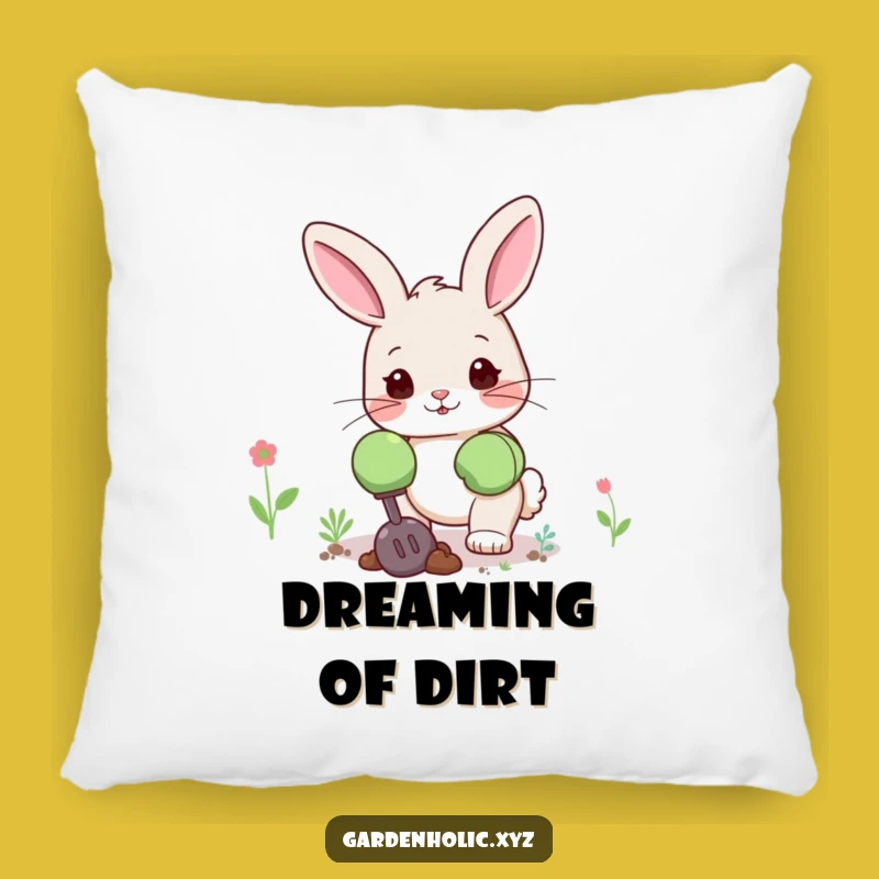 Funny Bunny Gardener Pillow: Soft & Cute Bunny Digging Happily, Comfy Garden Gift!