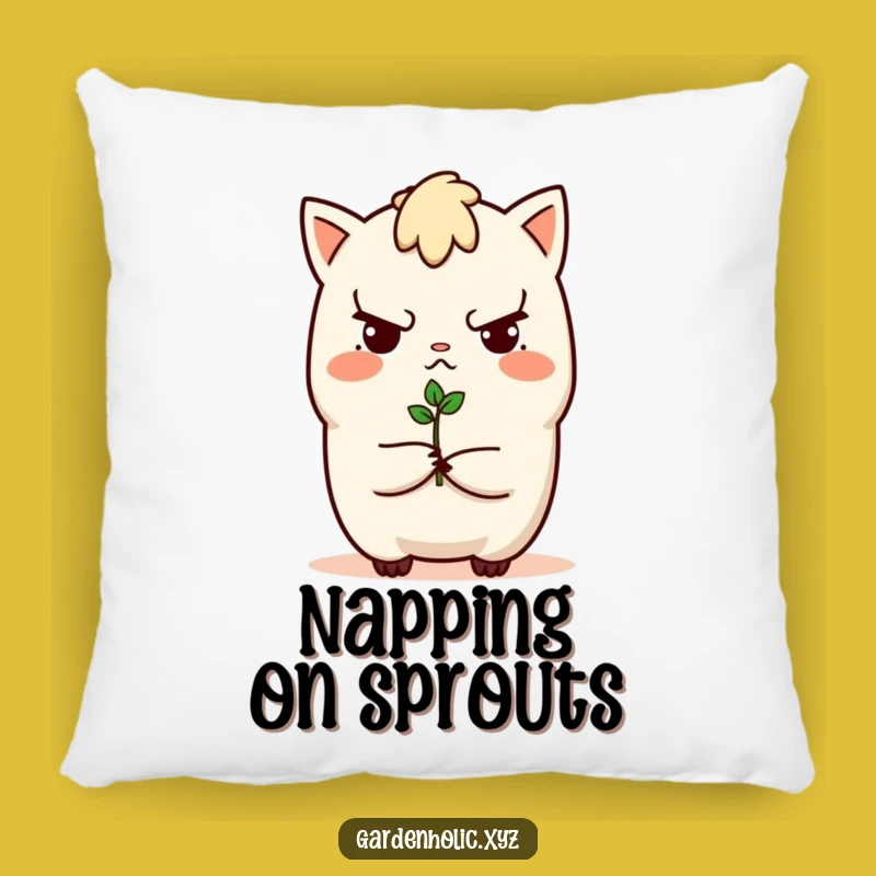 Funny Determined Sprout Character Pillow - Cozy Comfort with a Funny Gift