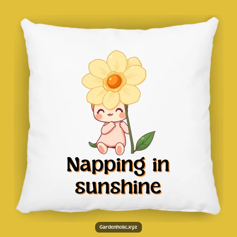 Funny Floral Comfort Pillow: Happy Character's Blooming Bliss, Soft & Cozy Gift