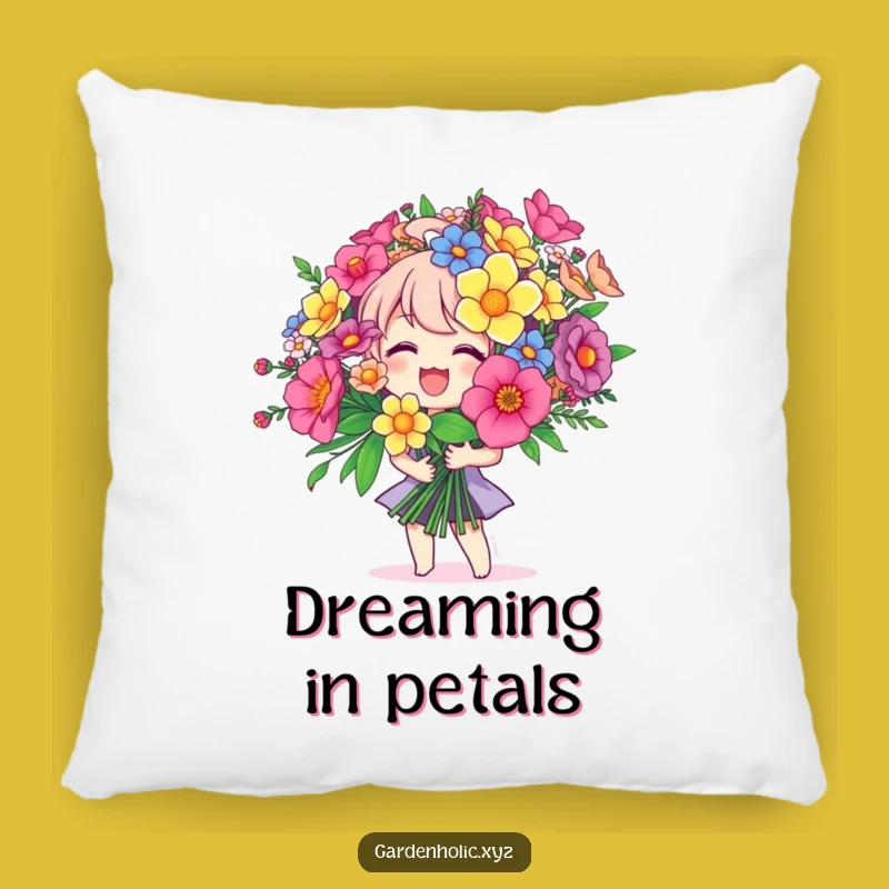 Funny Joyful Bouquet Character Pillow - Cozy Comfort with Flowers Funny Gift