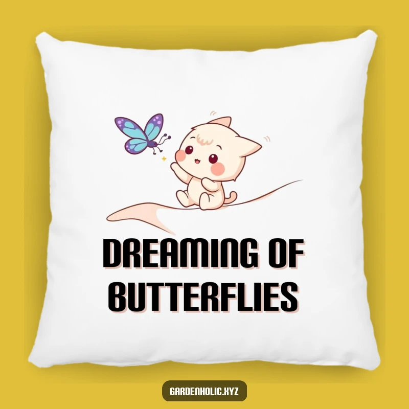 Funny Outdoor Pillow - Playful Butterfly Chase Comfort, Gentle Funny Gift!