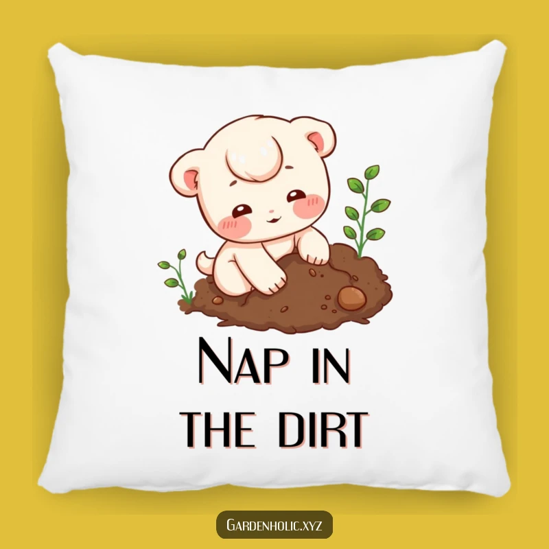 Funny Soil Digger Pillow - Cozy Character Gardening Accent Cushion Gift