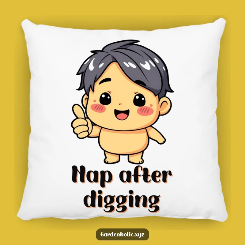 Funny Thumbs Up Dirt Smudge Pillow: Cozy & Humorous Garden Decor