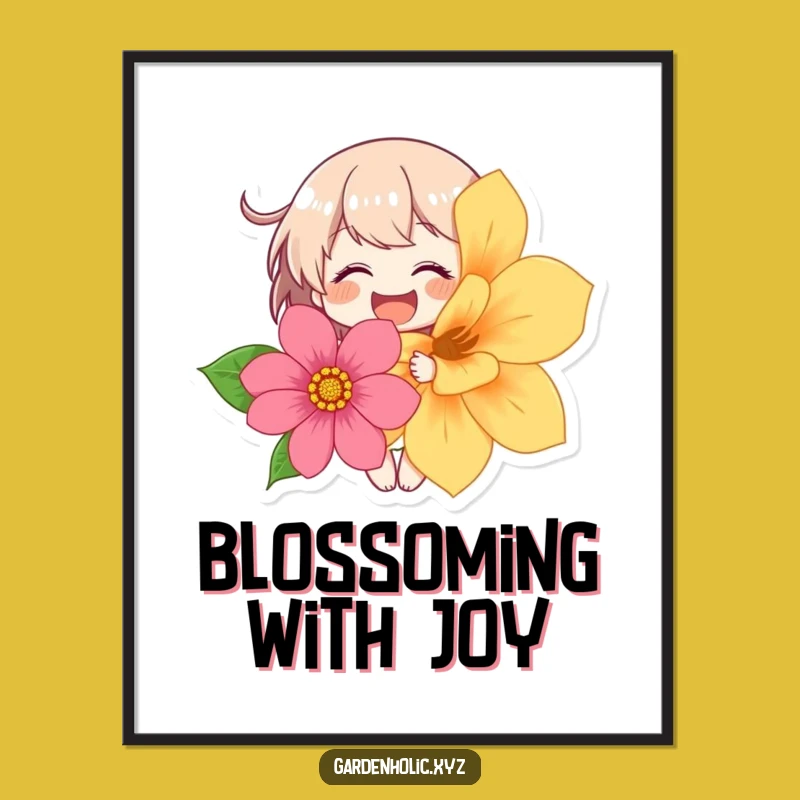 Funny Giggling Flower Digital Art: Instant Download for Joyful Decor