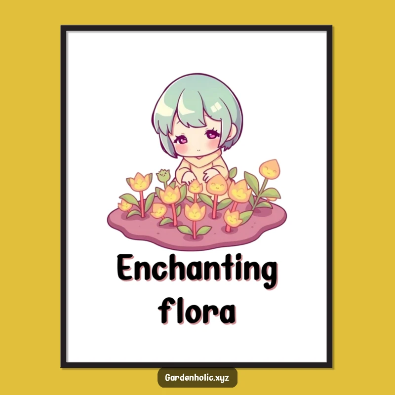 Funny Glowing Plant Gardener Digital Art - Instant Enchanted Print Gift