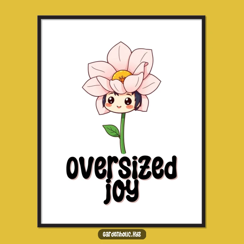 Funny Cheerful Flower Admirer Digital Art: Printable Nature Joy