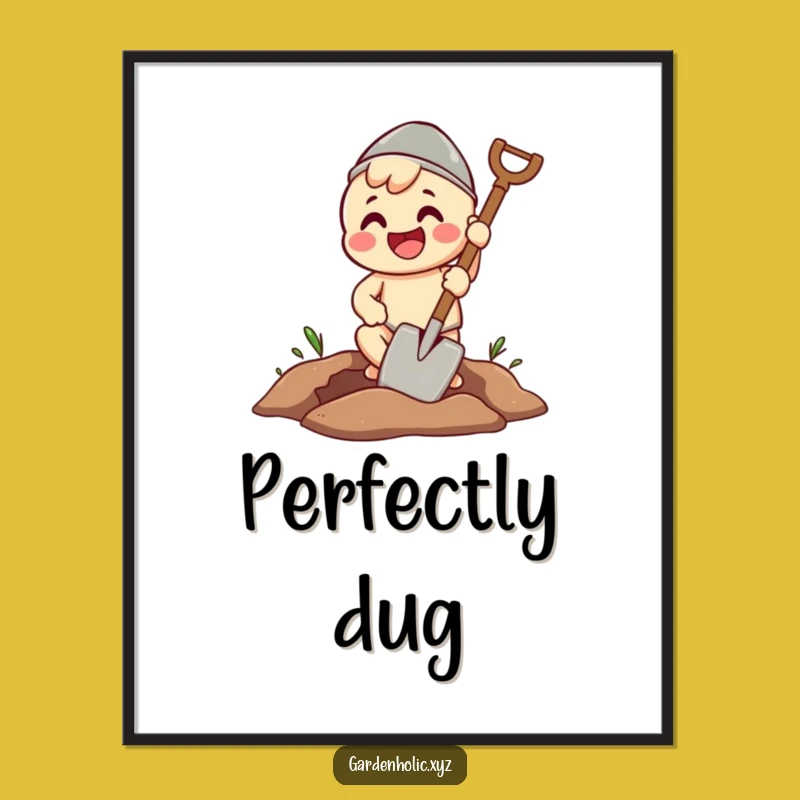 Funny Digging Character Spade Digital Print - Instant Hobbyist Decor