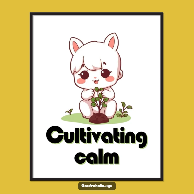 Funny Digital Art: Happy Pruner Character, Instant Garden Decor Gift