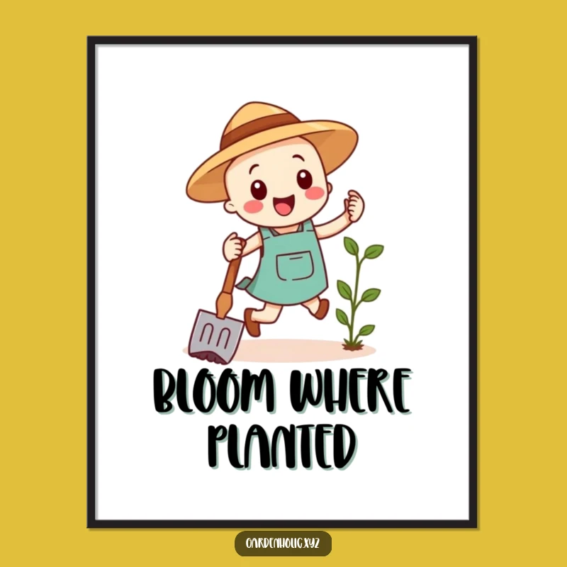 Funny Garden Hoe Digital Print - Cheerful Hop Art Gift