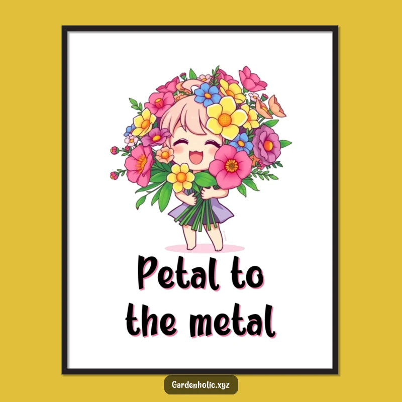 Funny Joyful Bouquet Character Art Print - Decorate with Joy Funny Gift