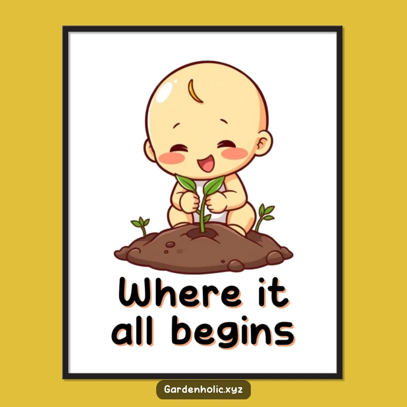 Funny Planting Character Digital Art, Seed Planting Download, Instant Funny Grower's Gift