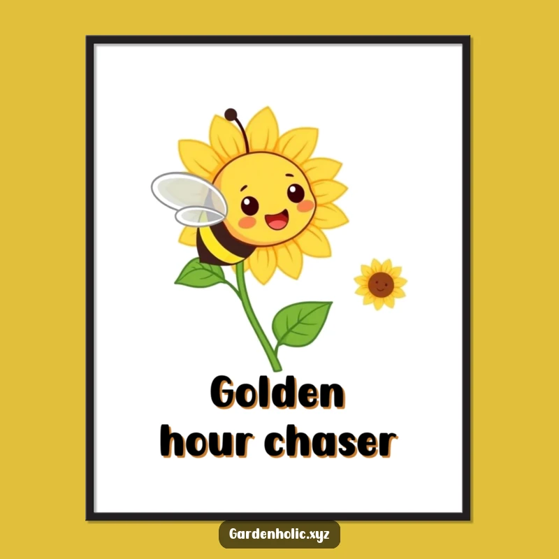 Funny Bee & Sunflower Digital Print: Cheerful Garden Art, Instant Funny Gift!