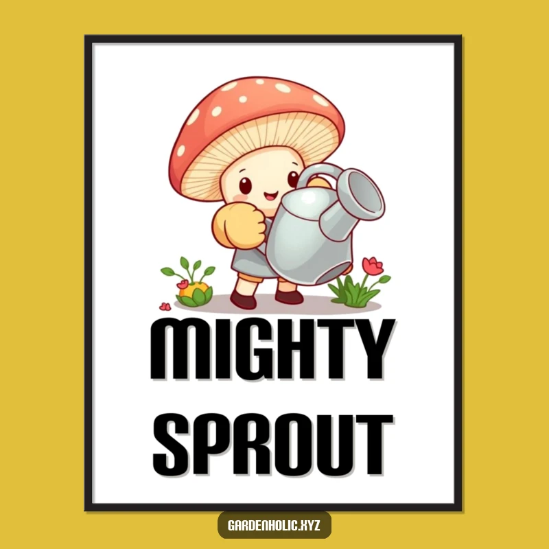 Funny Mushroom Gardener Digital Art: Instant Tiny Effort Joy, Perfect Funny Gift