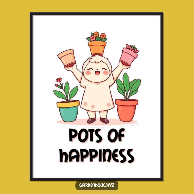 Funny Gardener Digital Art: Juggling Blooms, Unique Playful Gift