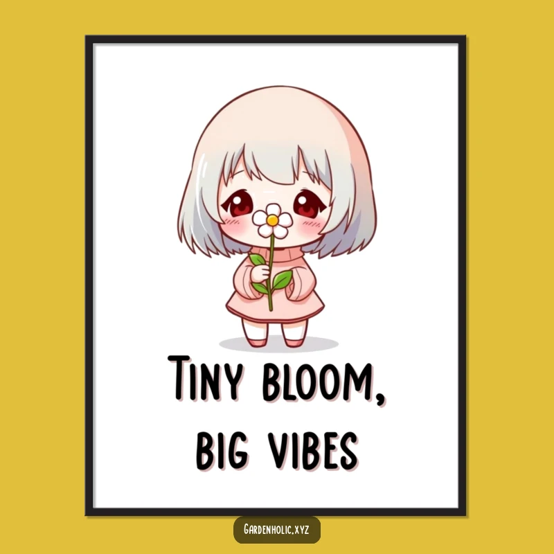 Funny Blooming Flower Digital Art: Character Print, Perfect Funny Gift for Decorators