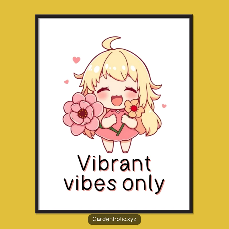 Funny Cute Flower Character Digital Art, Joyful Blooming Flower Download, Instant Funny Gift