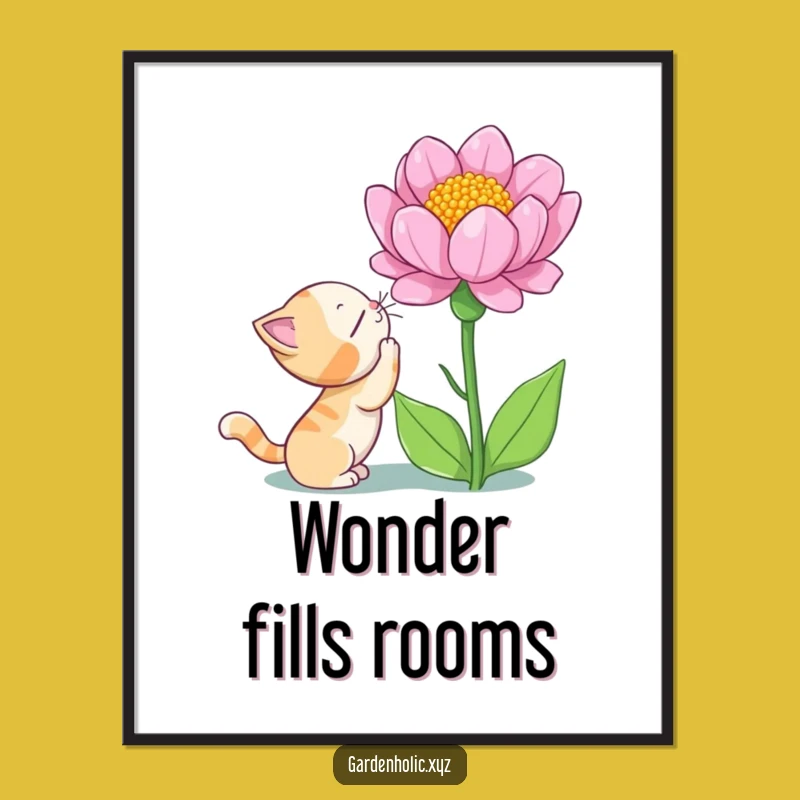 Funny Cat Flower Wonder Digital Art - Instant Charm for Your Walls