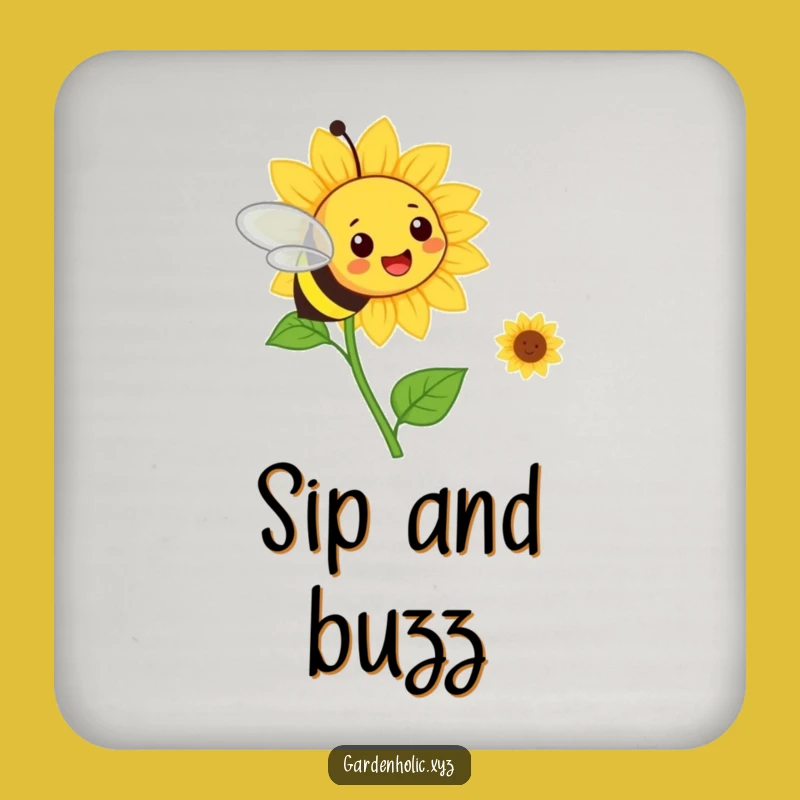 Funny Bee & Sunflower Coasters: Cheerful Garden Decor, A Cute Funny Gift!