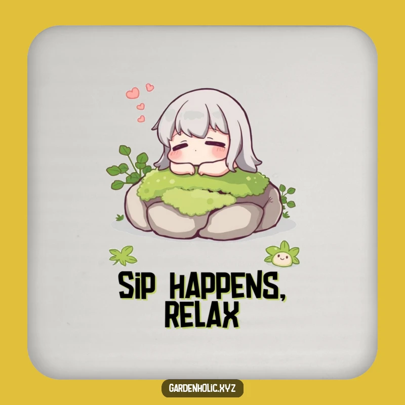 Funny Drink Coaster: Content Character Sighs, Protect Surfaces with Calm