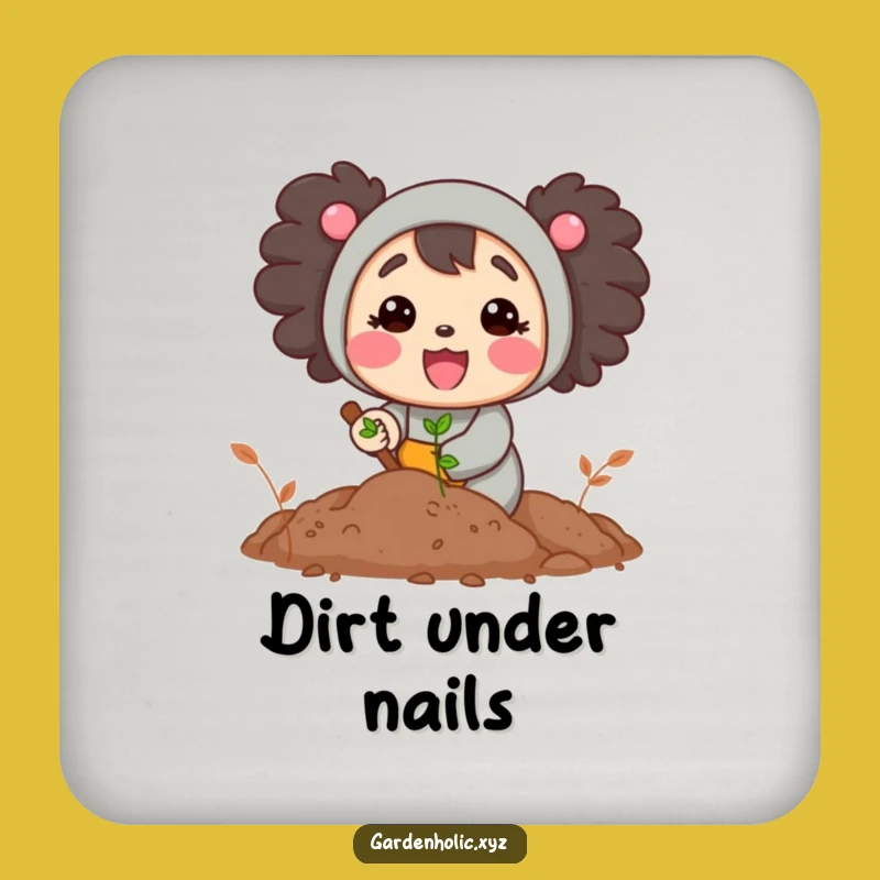 Funny Gardener Character Coaster, Happy Digging Soil Protector, Unique Funny Garden Gift