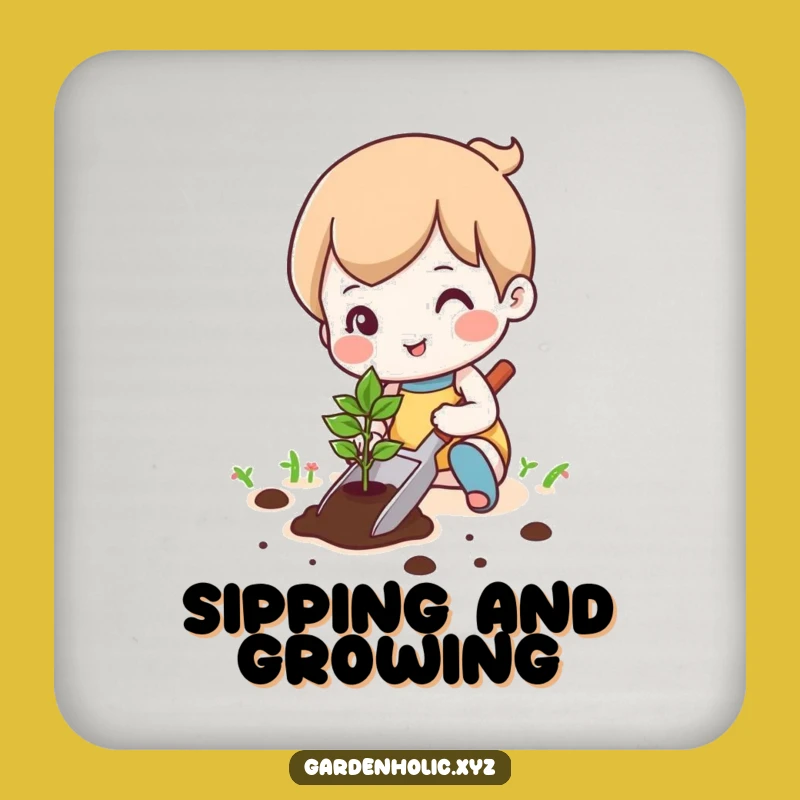 Funny Gardener Character Coaster Set: Protect Surfaces with Green Fun, Funniest Funny Gift