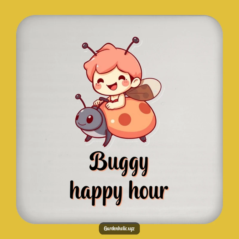 Funny Ladybug Rider Character Coaster - Protect with Smiles Funny Gift