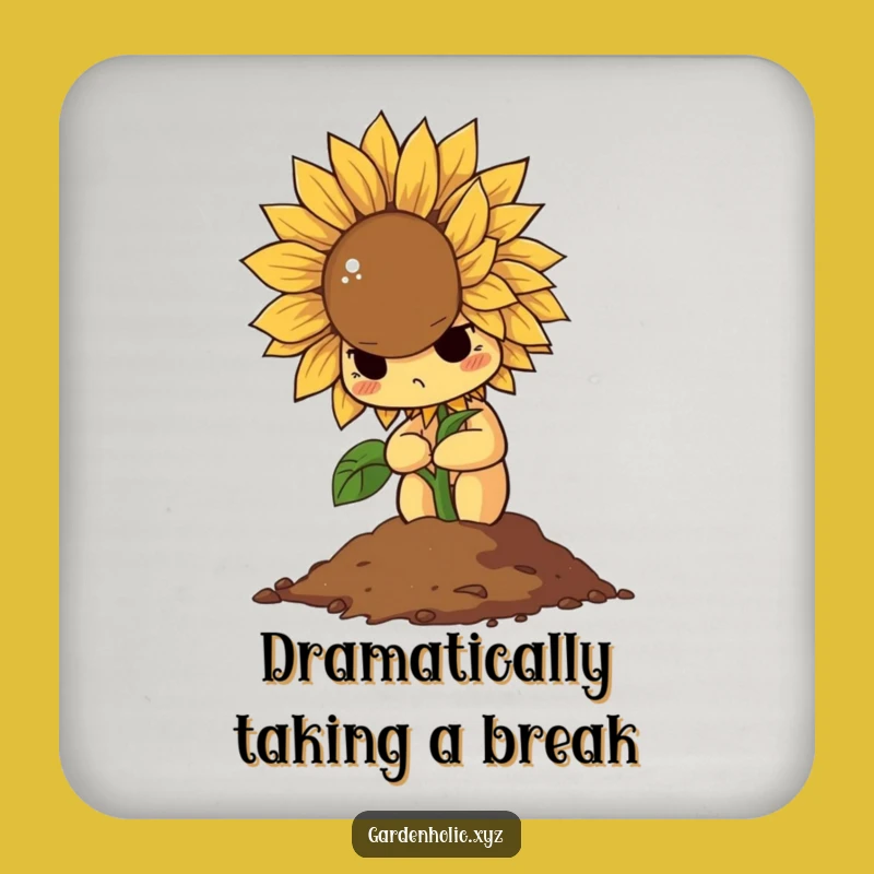 Funny Wilting Sunflower Coaster: Protect Surfaces from Dramatic Spills